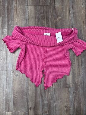 Willow & Root Off-Shoulder Pink Ruffled Knit Women's top